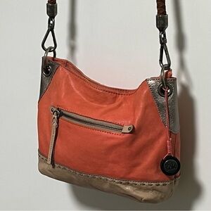 The SAK Indio Stylish persimmon Premium Leather Demi Hobo Shoulder Bag Purse